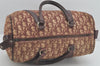 Authentic Christian Dior Trotter Hand Boston Bag Canvas Leather Bordeaux 2103K