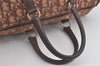 Authentic Christian Dior Trotter Hand Boston Bag Canvas Leather Bordeaux 2103K