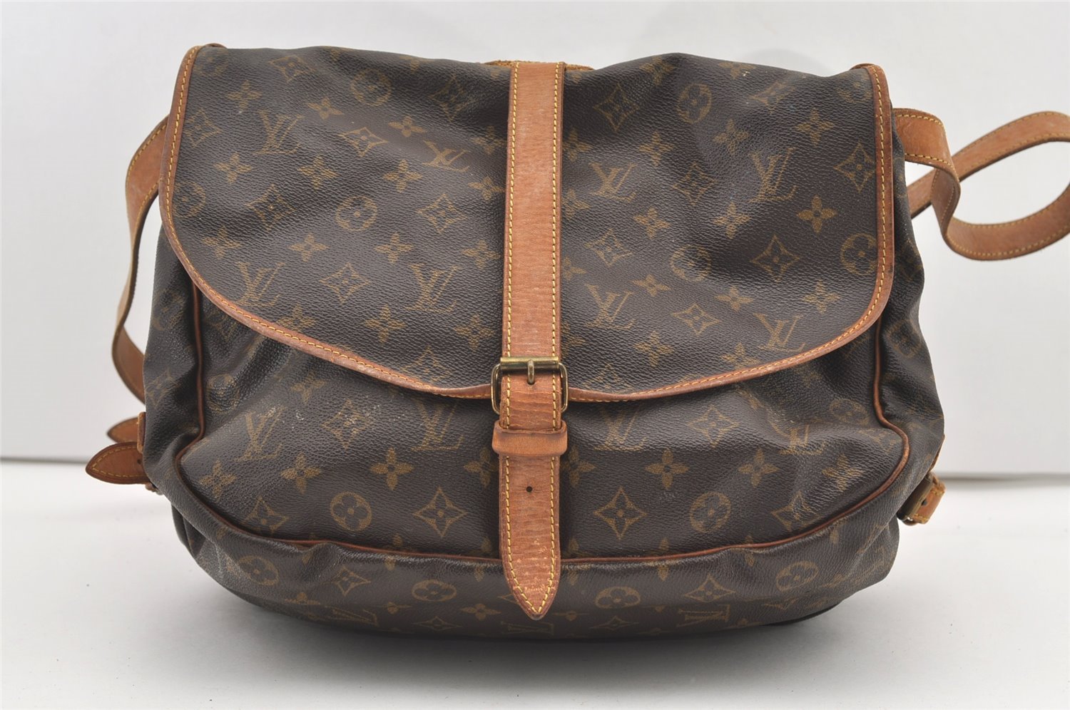 Authentic Louis Vuitton Monogram Saumur 35 Shoulder Cross Bag M42254 LV 2104J
