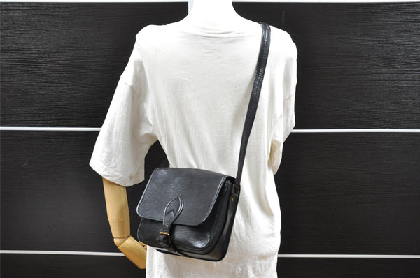 Authentic Louis Vuitton Epi Cartouchiere MM Shoulder Bag Black M52242 LV 2105I