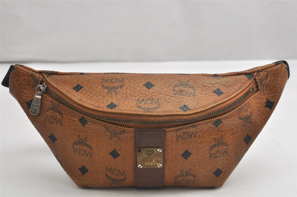 Authentic MCM Visetos Leather Vintage Waist Body Bag Purse Brown 2105K