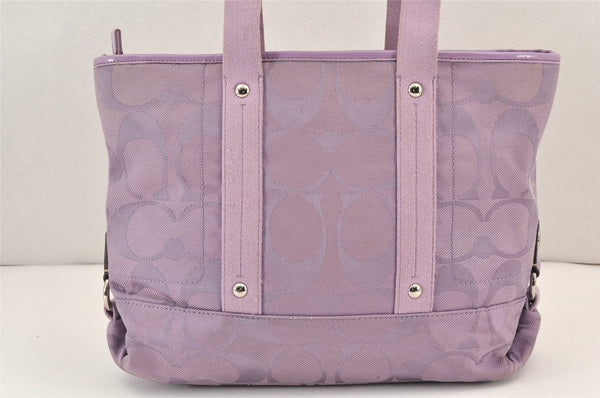 Authentic COACH Signature 2Way Tote Bag Canvas Enamel F18844 Purple 2109K