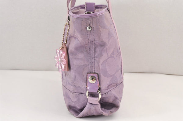 Authentic COACH Signature 2Way Tote Bag Canvas Enamel F18844 Purple 2109K