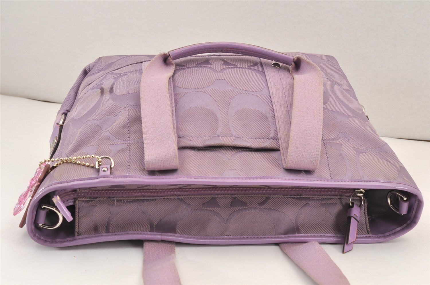 Authentic COACH Signature 2Way Tote Bag Canvas Enamel F18844 Purple 2109K