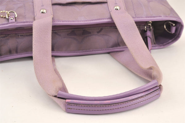 Authentic COACH Signature 2Way Tote Bag Canvas Enamel F18844 Purple 2109K