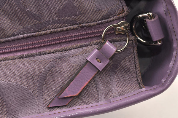 Authentic COACH Signature 2Way Tote Bag Canvas Enamel F18844 Purple 2109K