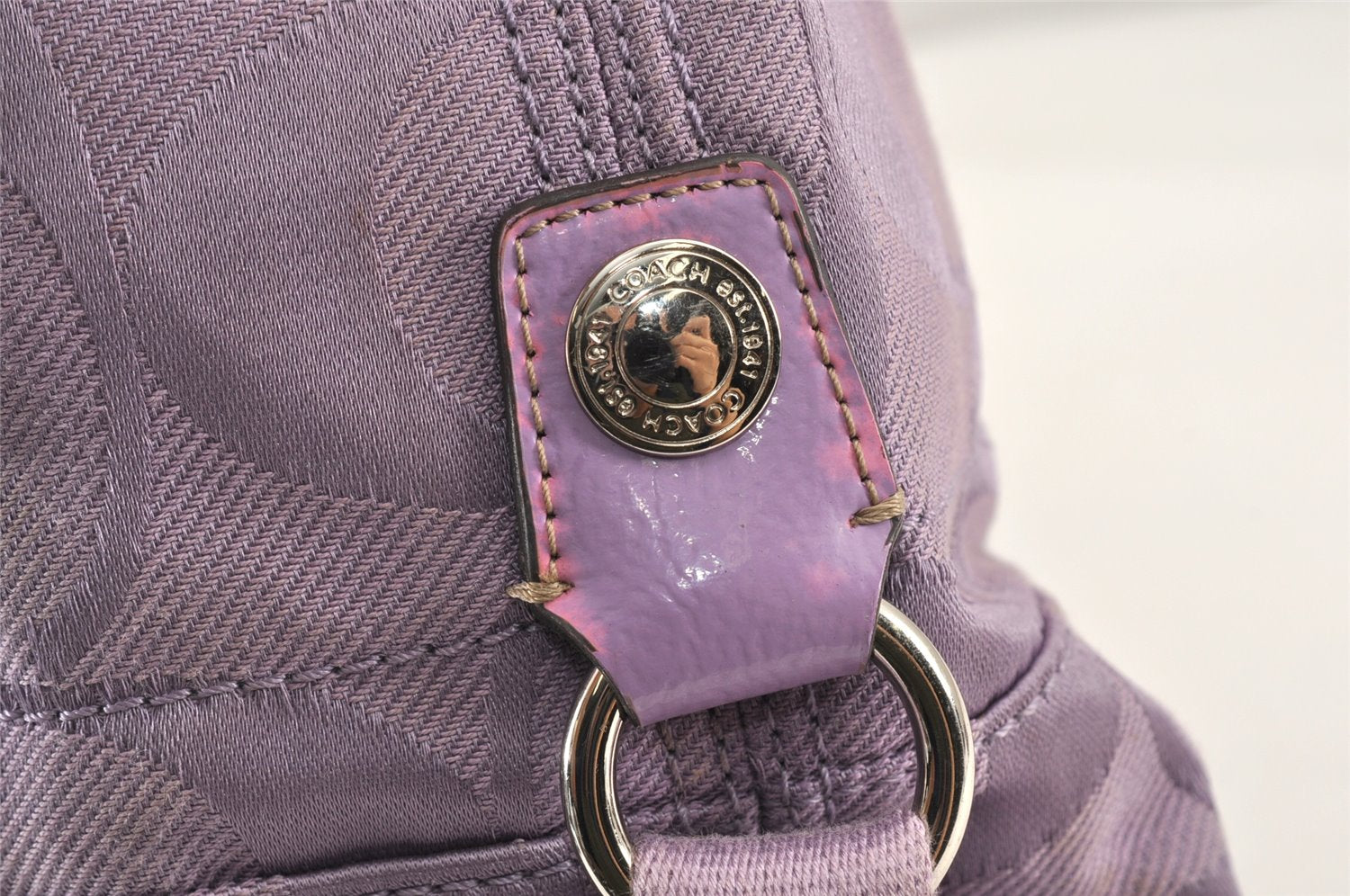 Authentic COACH Signature 2Way Tote Bag Canvas Enamel F18844 Purple 2109K