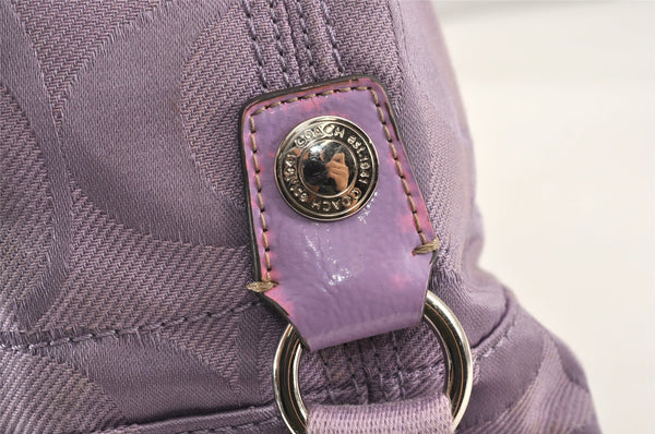 Authentic COACH Signature 2Way Tote Bag Canvas Enamel F18844 Purple 2109K