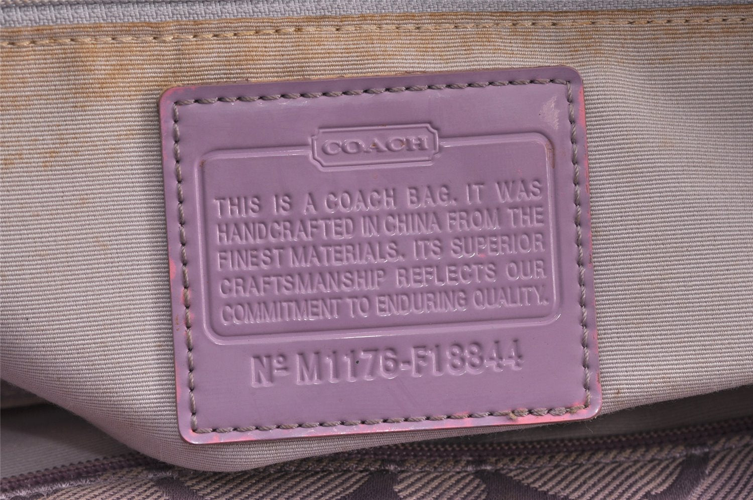 Authentic COACH Signature 2Way Tote Bag Canvas Enamel F18844 Purple 2109K