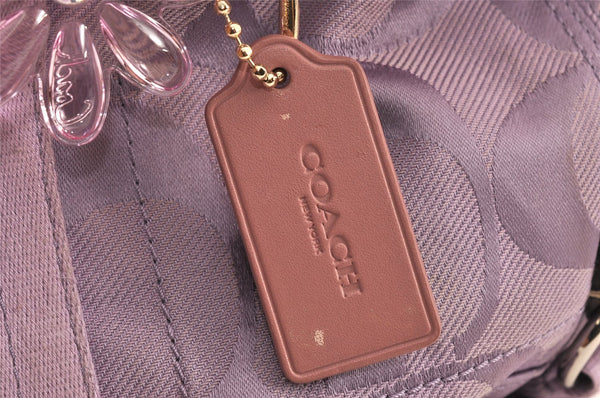 Authentic COACH Signature 2Way Tote Bag Canvas Enamel F18844 Purple 2109K
