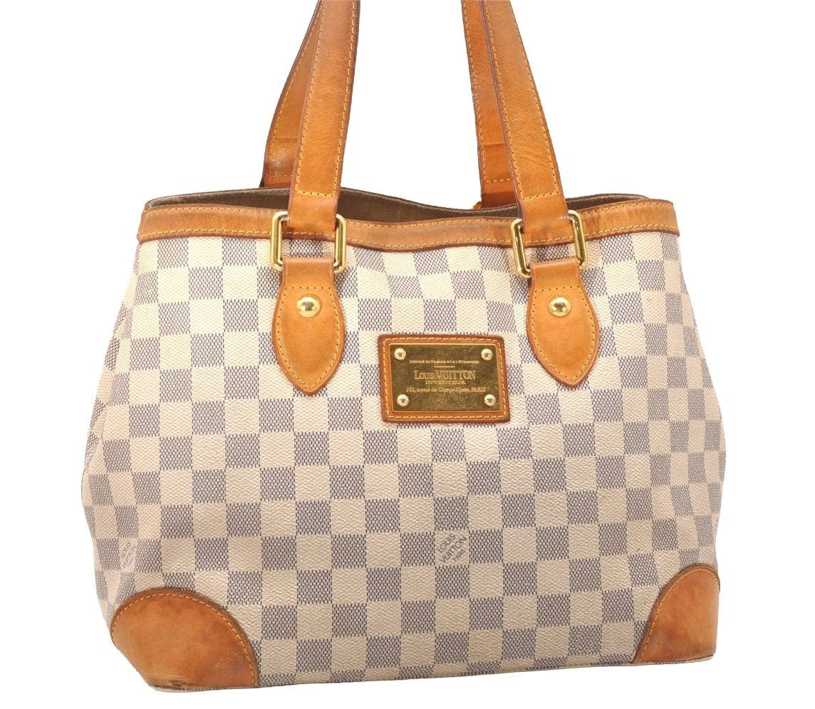 Authentic Louis Vuitton Damier Azur Hampstead PM N51207 Shoulder Tote Bag 2110J