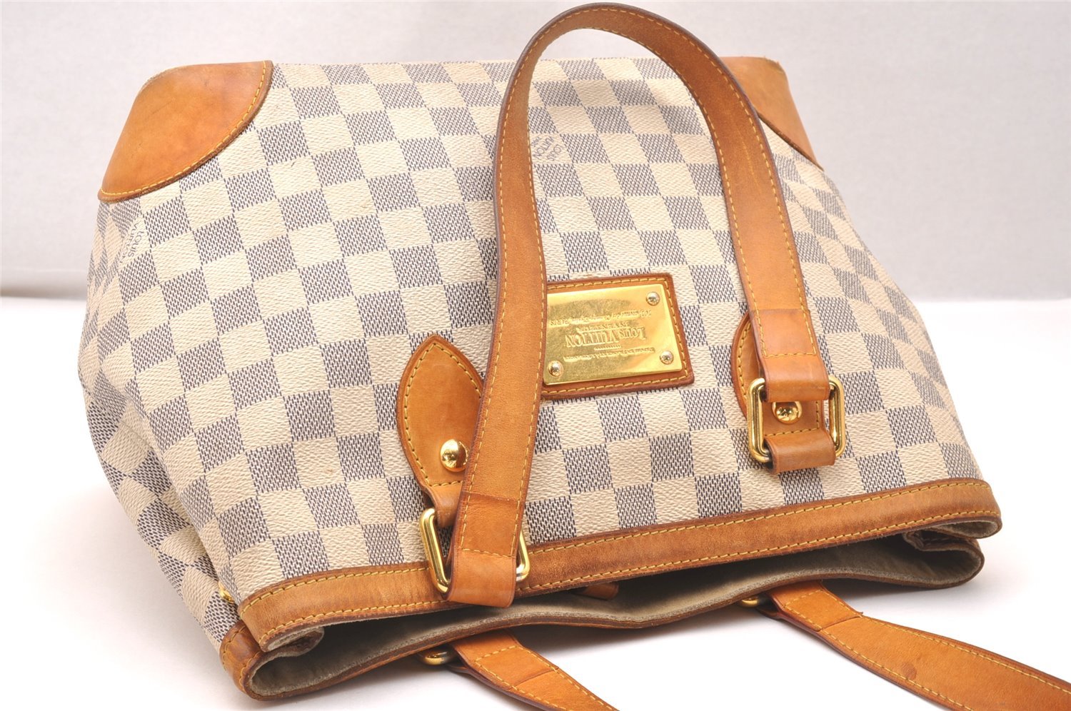 Authentic Louis Vuitton Damier Azur Hampstead PM N51207 Shoulder Tote Bag 2110J