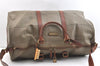 Authentic POLO Ralph Lauren Check PVC Leather Travel Boston Bag Brown 2110K