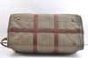 Authentic POLO Ralph Lauren Check PVC Leather Travel Boston Bag Brown 2110K