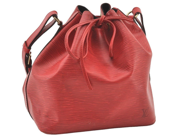 Authentic Louis Vuitton Epi Petit Noe Shoulder Drawstring Bag M44107 Red 2111J