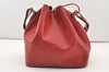Authentic Louis Vuitton Epi Petit Noe Shoulder Drawstring Bag M44107 Red 2111J