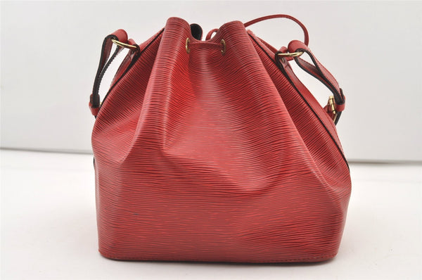 Authentic Louis Vuitton Epi Petit Noe Shoulder Drawstring Bag M44107 Red 2111J