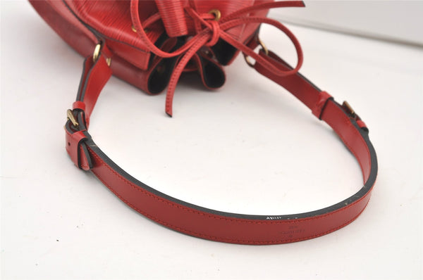 Authentic Louis Vuitton Epi Petit Noe Shoulder Drawstring Bag M44107 Red 2111J