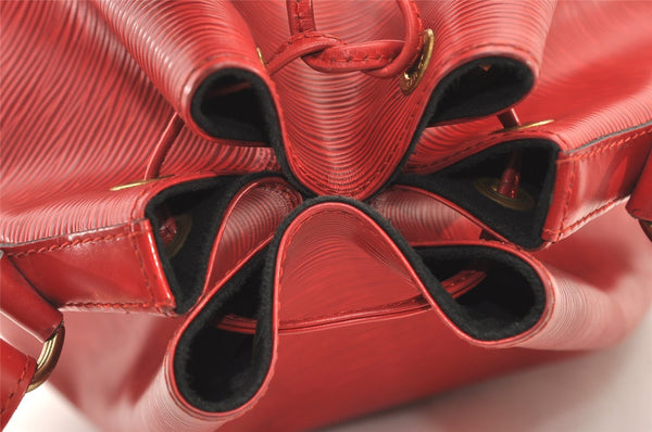 Authentic Louis Vuitton Epi Petit Noe Shoulder Drawstring Bag M44107 Red 2111J