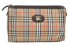 Authentic Burberrys Nova Check Clutch Hand Bag Patter Canvas Leather Beige 2111K