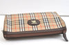 Authentic Burberrys Nova Check Clutch Hand Bag Patter Canvas Leather Beige 2111K