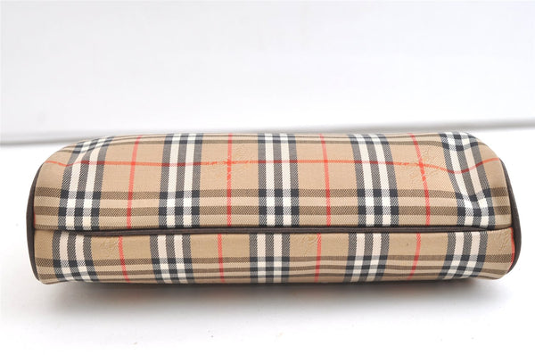 Authentic Burberrys Nova Check Clutch Hand Bag Patter Canvas Leather Beige 2111K