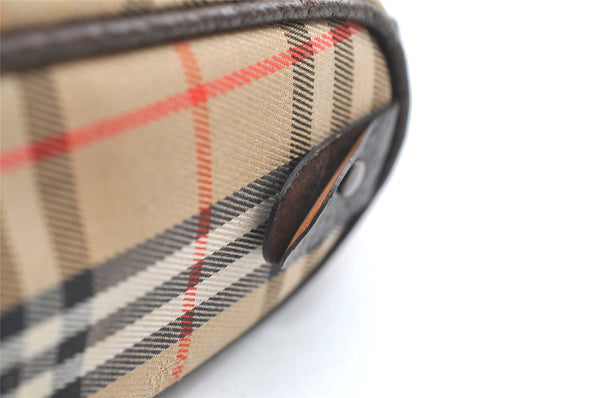 Authentic Burberrys Nova Check Clutch Hand Bag Patter Canvas Leather Beige 2111K