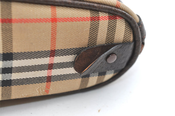 Authentic Burberrys Nova Check Clutch Hand Bag Patter Canvas Leather Beige 2111K