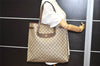 Authentic GUCCI Web Sherry Line Shoulder Tote Bag GG PVC Leather Brown 2112I