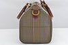 Authentic POLO Ralph Lauren Check PVC Leather 2Way Boston Hand Bag Brown 2112K