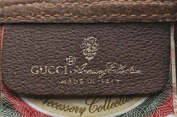 Authentic GUCCI Web Sherry Line Shoulder Tote Bag GG PVC Leather Brown 2113I