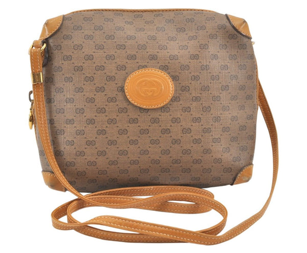 Authentic GUCCI Micro GG PVC Leather Shoulder Cross Body Bag Brown Junk 2113K