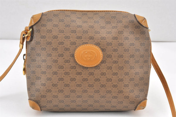 Authentic GUCCI Micro GG PVC Leather Shoulder Cross Body Bag Brown Junk 2113K