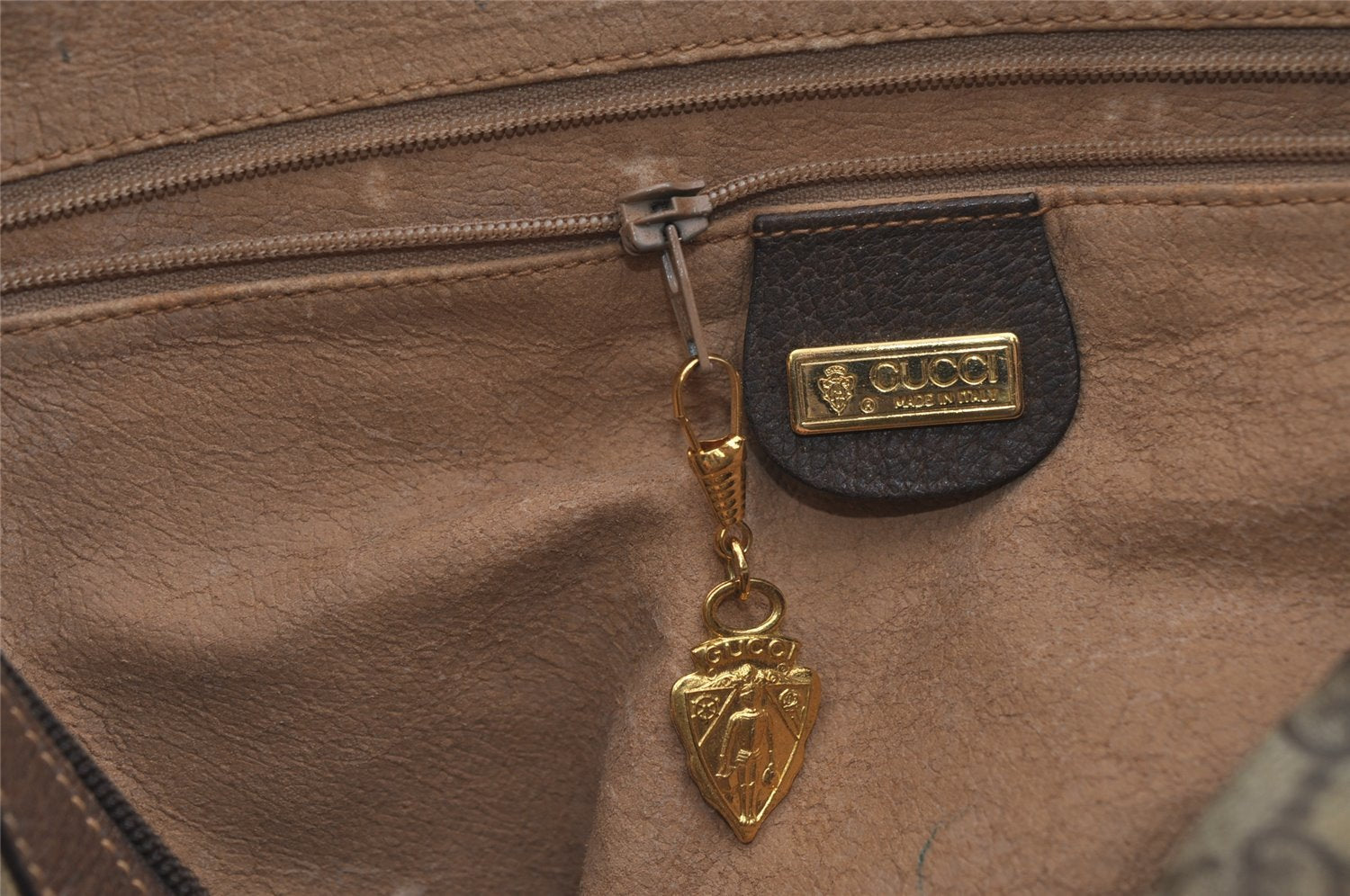 Authentic GUCCI Vintage 2Way Shoulder Hand Tote Bag GG PVC Leather Brown 2114I