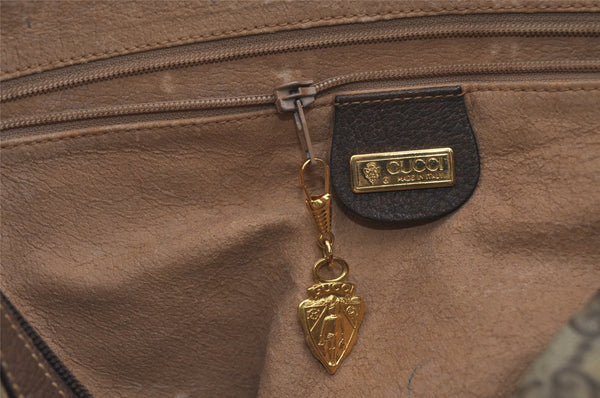 Authentic GUCCI Vintage 2Way Shoulder Hand Tote Bag GG PVC Leather Brown 2114I