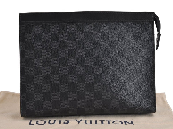 Auth Louis Vuitton Damier Graphite Pochette Voyage MM Clutch Bag N41696 LV 2114J