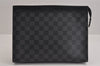 Auth Louis Vuitton Damier Graphite Pochette Voyage MM Clutch Bag N41696 LV 2114J