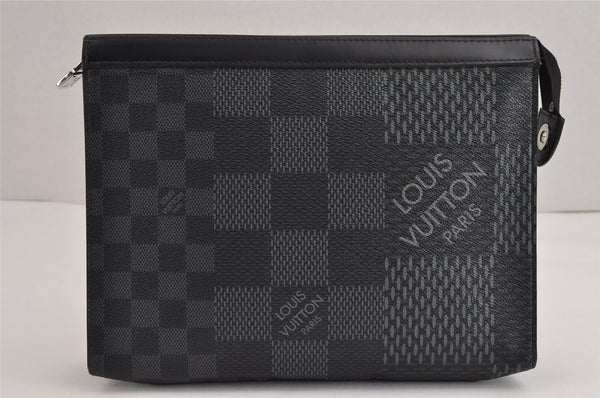 Auth Louis Vuitton Damier Graphite 3D Pochette Voyage MM N60444 Clutch Bag 2115J