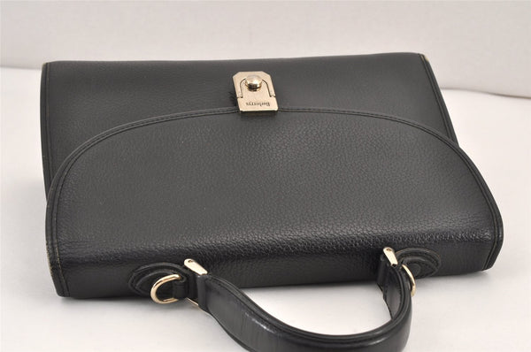 Authentic Burberrys Vintage Leather 2Way Shoulder Hand Bag Purse Black 2117K