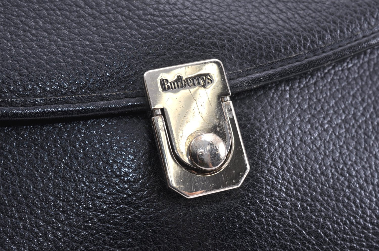Authentic Burberrys Vintage Leather 2Way Shoulder Hand Bag Purse Black 2117K