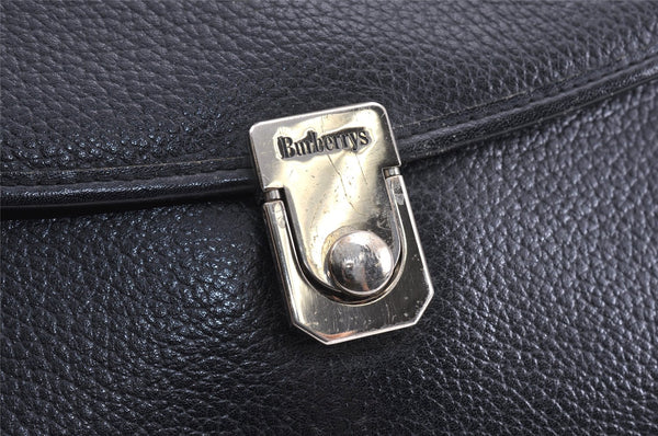 Authentic Burberrys Vintage Leather 2Way Shoulder Hand Bag Purse Black 2117K