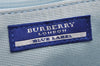 Authentic BURBERRY BLUE LABEL Check Hand Tote Bag Canvas Leather White 2118K