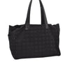 Authentic CHANEL New Travel Line Shoulder Tote Bag Nylon Leather Black 2119J