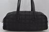 Authentic CHANEL New Travel Line Shoulder Hand Bag Nylon Leather Black 2120J