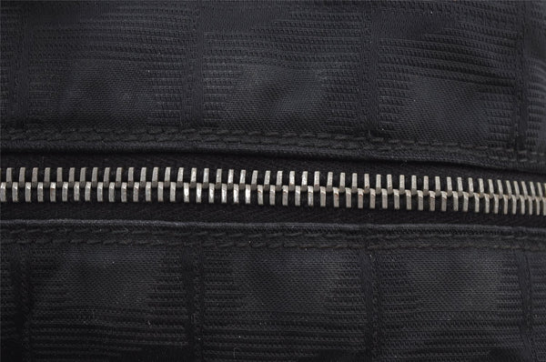 Authentic CHANEL New Travel Line Shoulder Hand Bag Nylon Leather Black 2120J