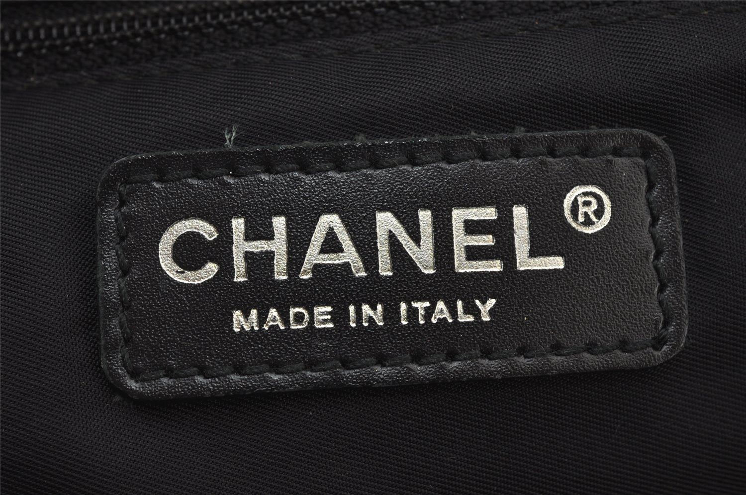 Authentic CHANEL New Travel Line Shoulder Hand Bag Nylon Leather Black 2120J