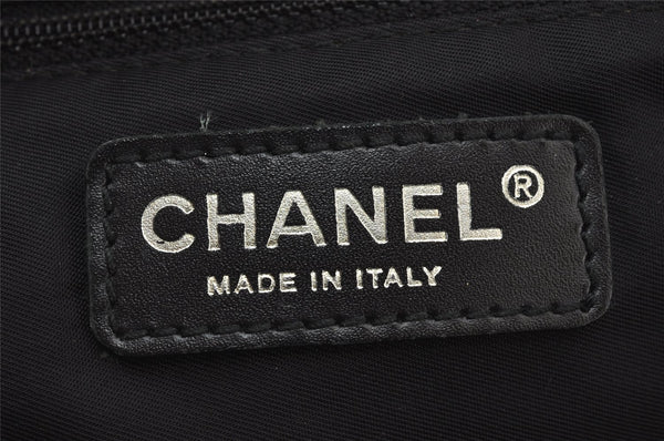 Authentic CHANEL New Travel Line Shoulder Hand Bag Nylon Leather Black 2120J