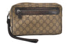 Authentic GUCCI Clutch Hand Bag Purse GG PVC Leather 73956 Brown Junk 2120K