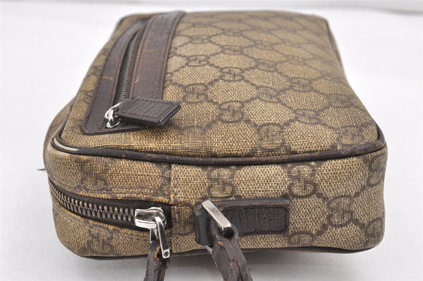 Authentic GUCCI Clutch Hand Bag Purse GG PVC Leather 73956 Brown Junk 2120K
