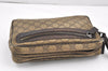 Authentic GUCCI Clutch Hand Bag Purse GG PVC Leather 73956 Brown Junk 2120K